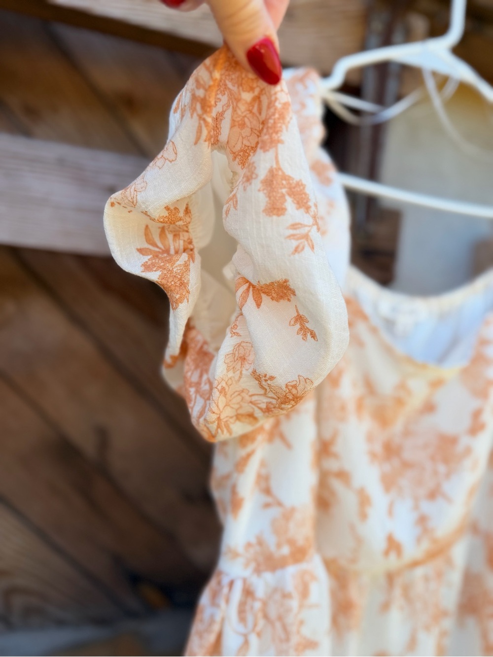 Blu Pepper Peach Floral Off-The-Shoulder Dress | Size Large - Picture 4 of 7